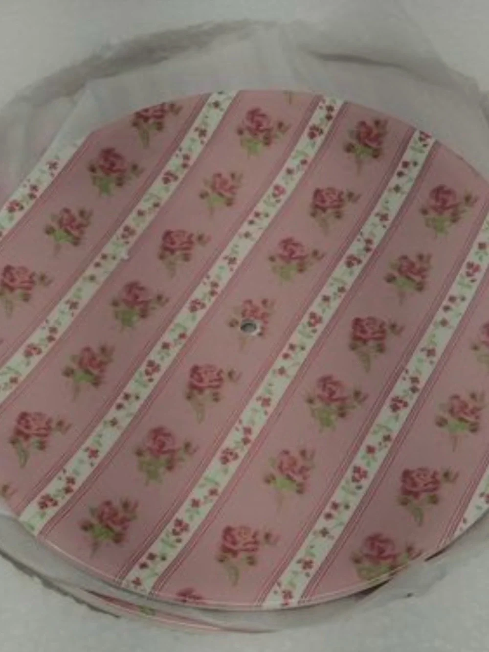 3-Tier Pink Floral Cake Stand with Gold Handle